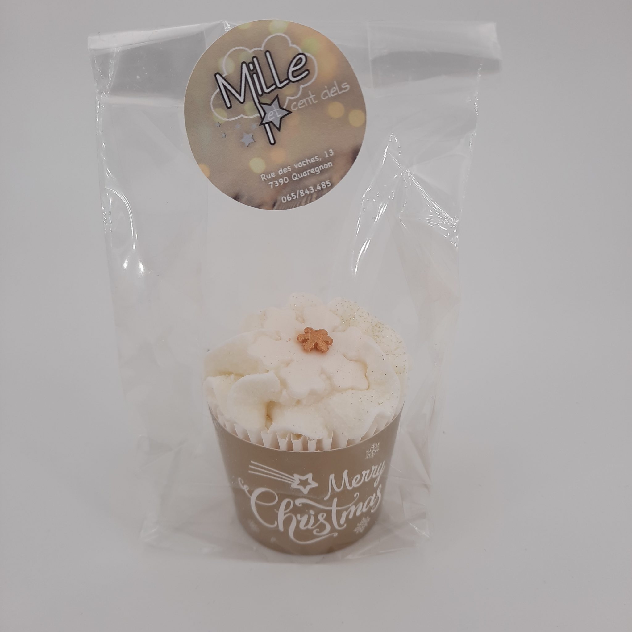 grand cupcake pour le bain – merry christmas flocon blanc